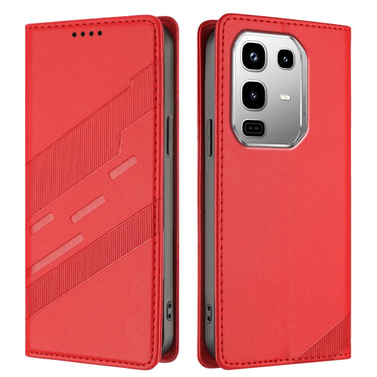 Funda de cuero retro con relieve para Infinix Note 50 Pro 4G (rojo)