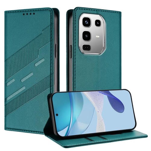 Funda de cuero retro con relieve para Infinix Note 50 Pro 4G (verde oscuro)