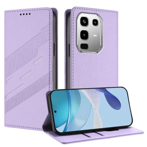 Funda de cuero retro con relieve para Infinix Note 50 Pro 4G (morado claro)