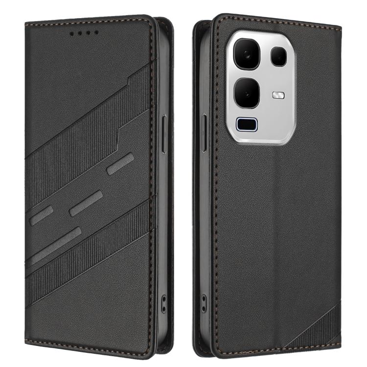 Funda de cuero retro con relieve para Infinix Note 50s 5G (negro)