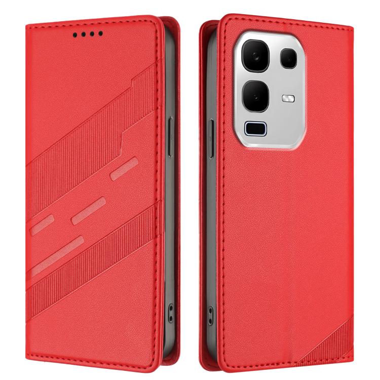 Funda de cuero retro con relieve para Infinix Note 50s 5G (rojo)