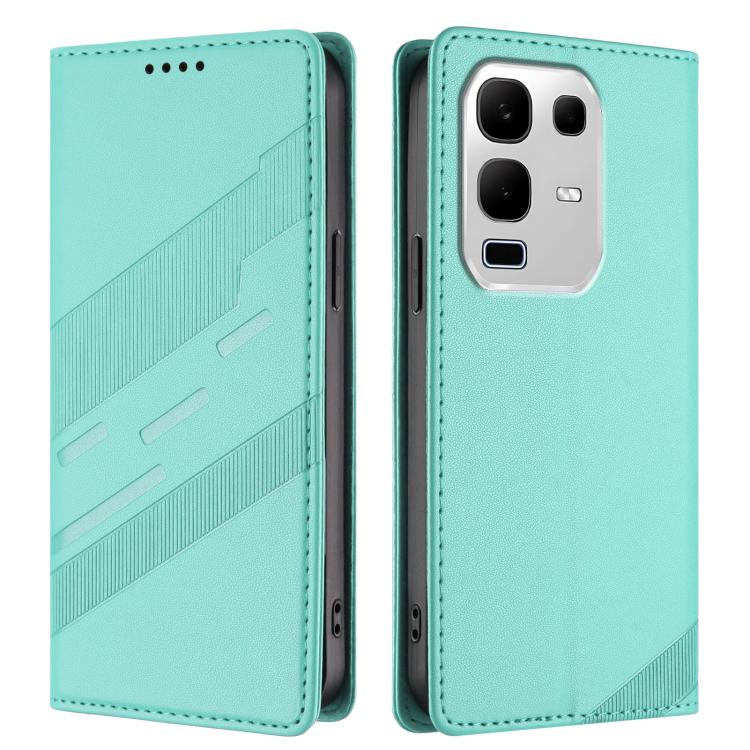 Funda de cuero retro con relieve para Infinix Note 50s 5G (verde menta)