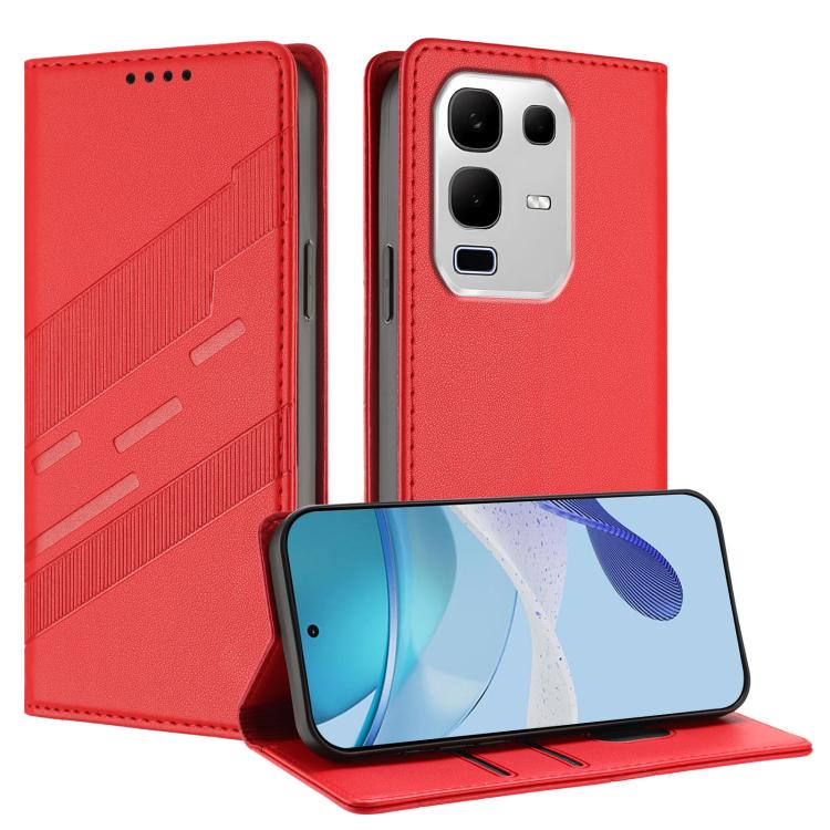 Funda de cuero retro con relieve para Infinix Note 50x 5G (roja)