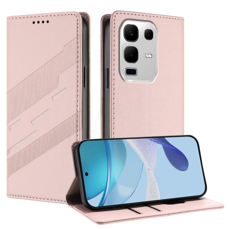 Funda de cuero retro con relieve para Infinix Note 50x 5G (rosa)
