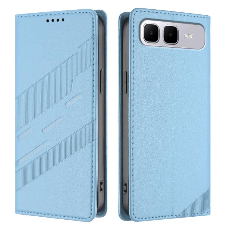 Funda de cuero retro con relieve para Infinix Smart 10 Plus 4G (azul claro)