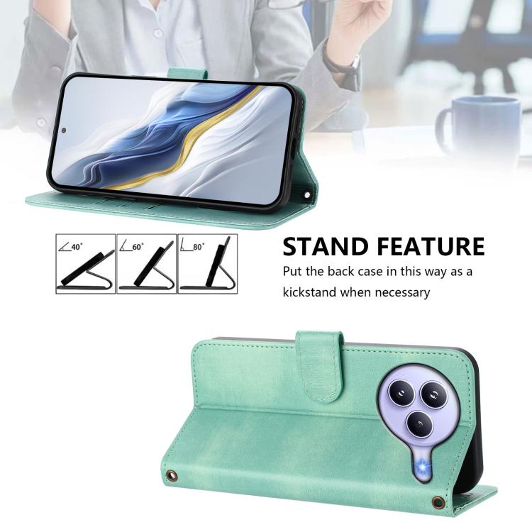 Funda de cuero retro con hebilla y empalme de línea para Xiaomi Civi 5 Pro 5G (menta)