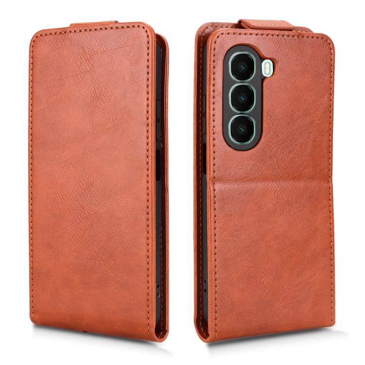 Funda magnética vertical de cuero con hebilla para itel A95 5G (marrón)