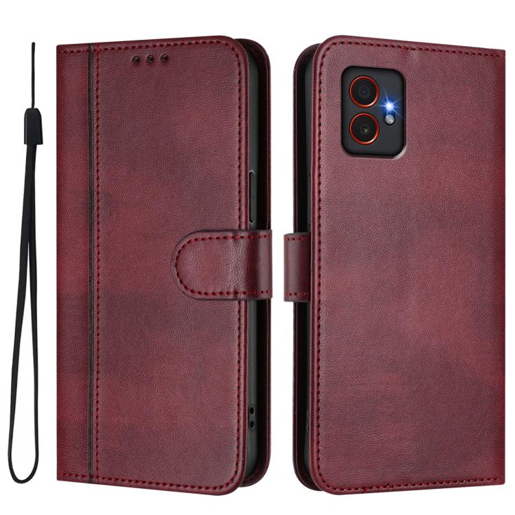 Funda de cuero retro con hebilla para Samsung Galaxy Xcover7 Pro (rojo vino)