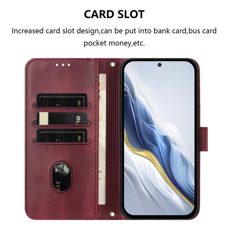 Funda de cuero retro con hebilla para Samsung Galaxy Xcover7 Pro (rojo vino)