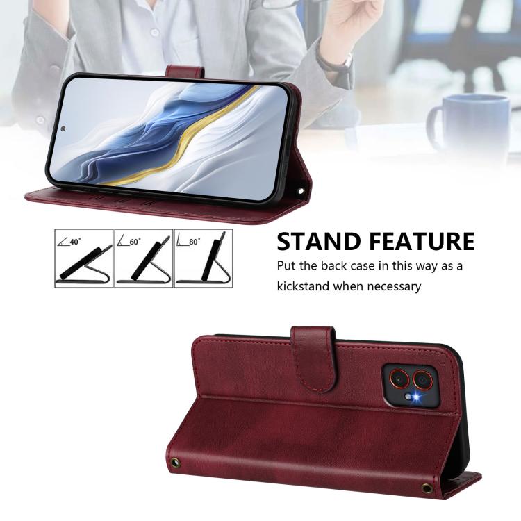 Funda de cuero retro con hebilla para Samsung Galaxy Xcover7 Pro (rojo vino)