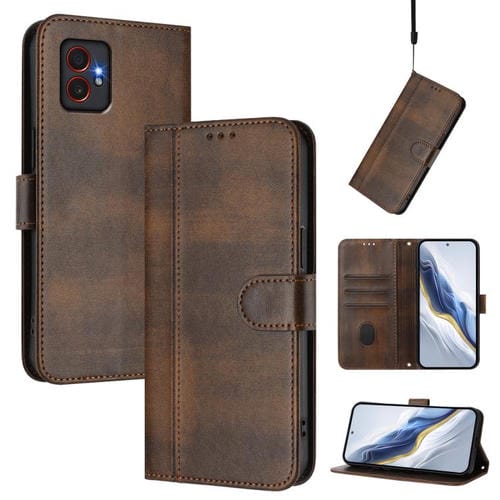 Funda de cuero retro con hebilla para Samsung Galaxy Xcover7 Pro (marrón)