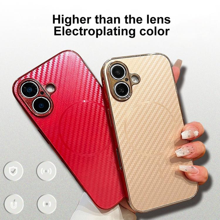 Funda de fibra de carbono con recubrimiento MagSafe para iPhone 16e (plateada)