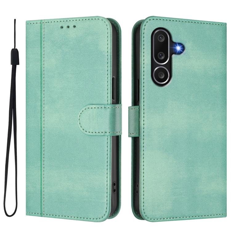 Funda de cuero retro con hebilla y empalme de línea para Samsung Galaxy M56 5G (verde menta)