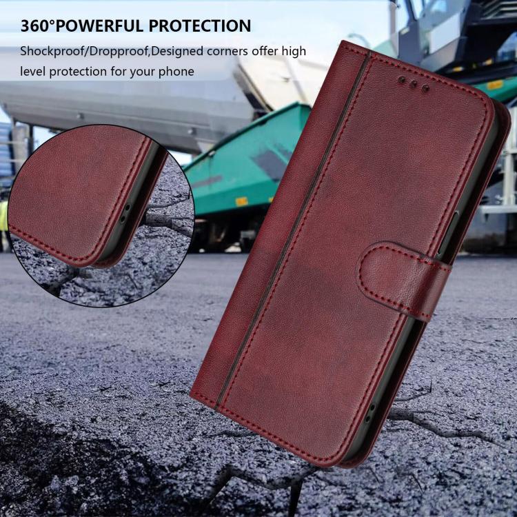 Funda de cuero retro con hebilla y empalme de línea para Samsung Galaxy M56 5G (rojo vino)