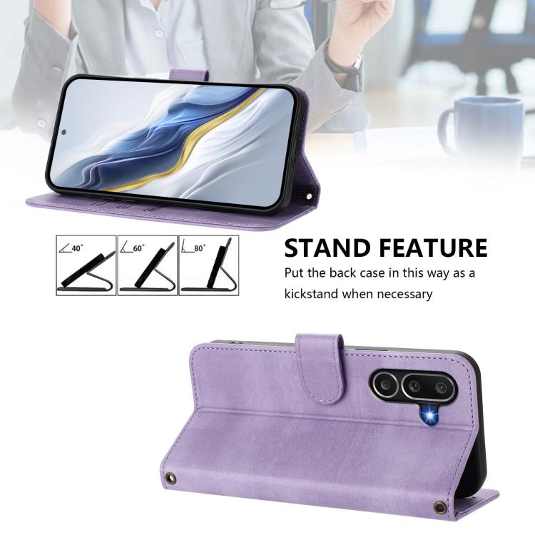 Funda de cuero retro con hebilla para Samsung Galaxy M56 5G (morado)