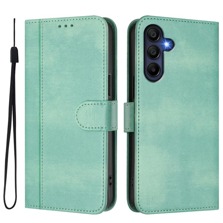 Funda de cuero retro con hebilla y empalme de líneas para Samsung Galaxy A17 5G (verde menta)