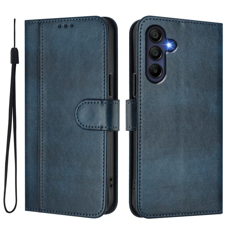Funda de cuero retro con hebilla y empalme de línea para Samsung Galaxy A17 5G (azul oscuro)