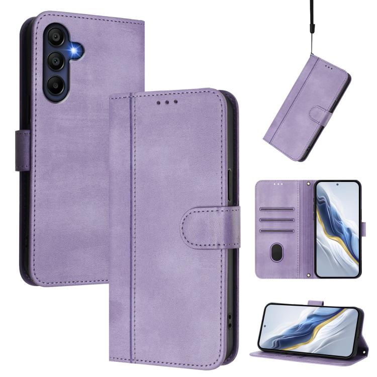 Funda de cuero retro con hebilla para Samsung Galaxy A17 5G (morado)