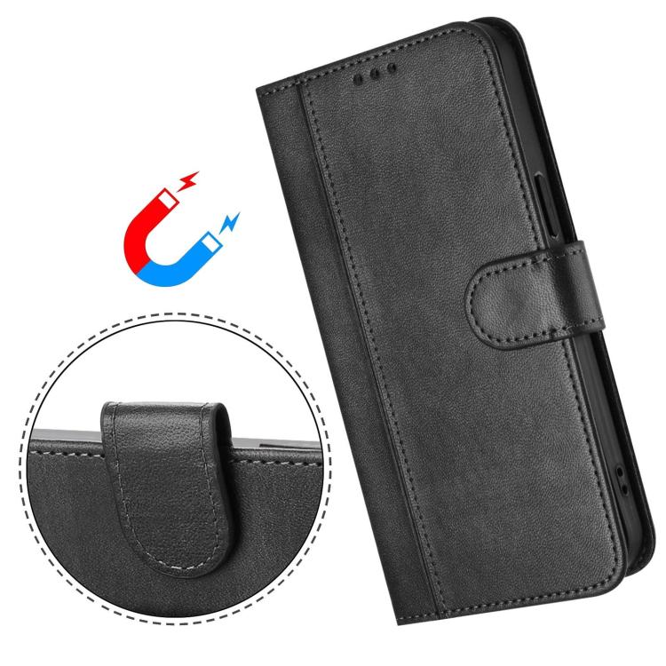 Funda de cuero retro con hebilla y empalme de línea para Samsung Galaxy A07 4G (negra)
