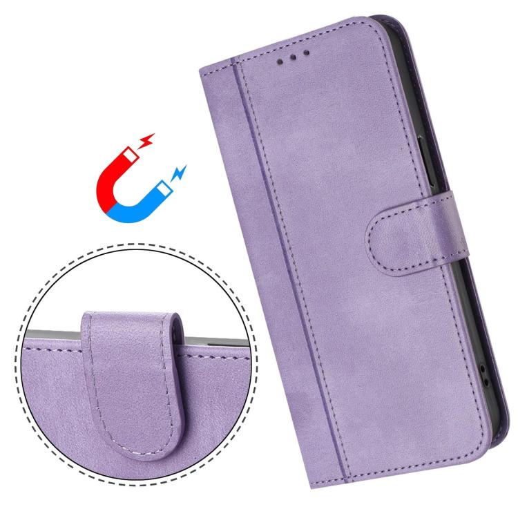 Funda de cuero retro con hebilla y empalme de líneas para Samsung Galaxy A07 4G (morado)