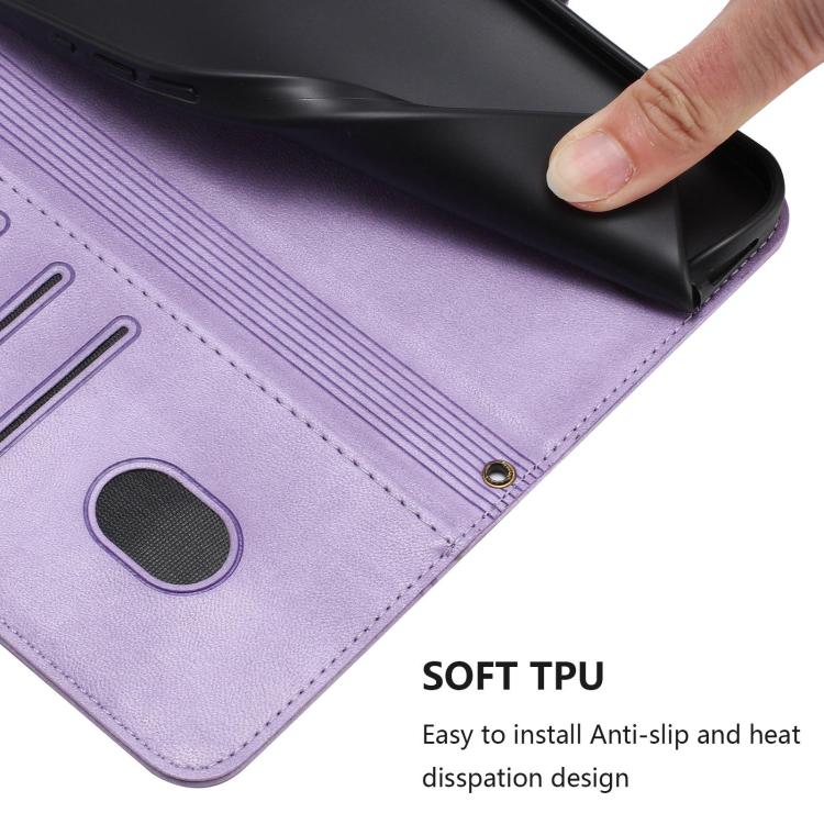 Funda de cuero retro con hebilla y empalme de líneas para Samsung Galaxy A07 4G (morado)