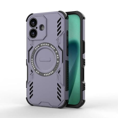 Funda con anillo magnético MagSafe Butterfly Armor para iPhone 17, a prueba de golpes (morado)