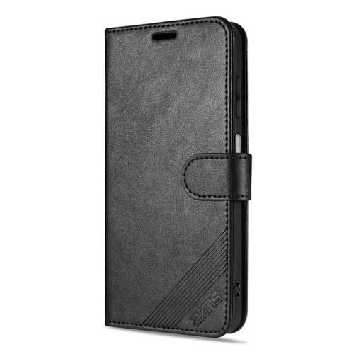 Funda de piel de oveja con tapa AZNS para Samsung Galaxy A07 4G (negra)