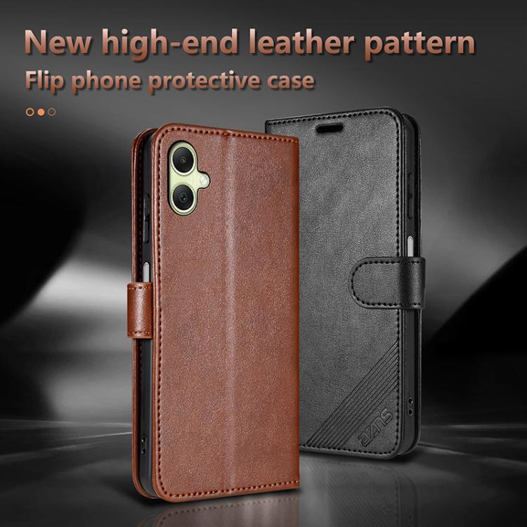 Funda de piel de oveja con tapa AZNS para Samsung Galaxy A07 4G (negra)