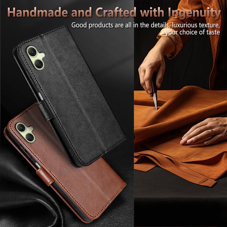Funda de piel de oveja con tapa AZNS para Samsung Galaxy A07 4G (negra)