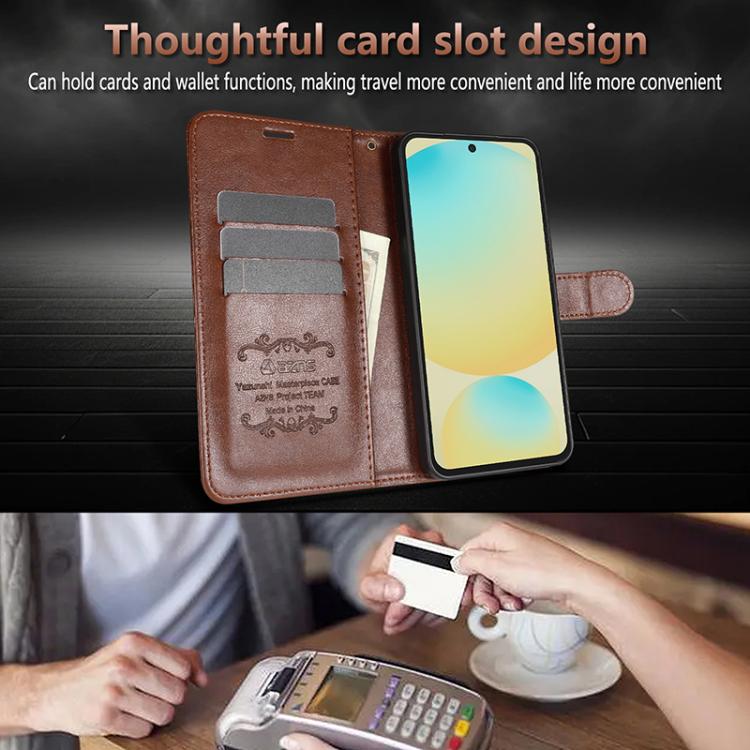 Funda de piel de oveja con tapa AZNS para Samsung Galaxy A07 4G (negra)