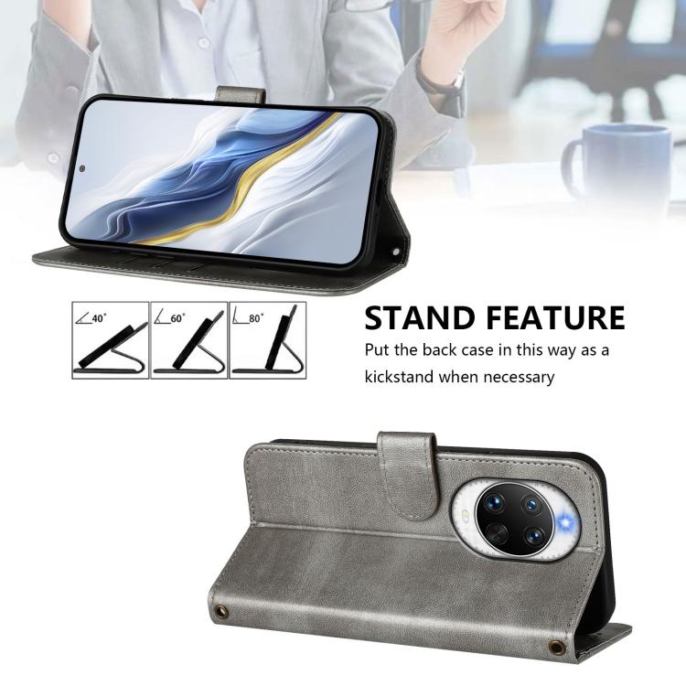 Funda de cuero retro con hebilla para Huawei Nova 14 Ultra (gris)