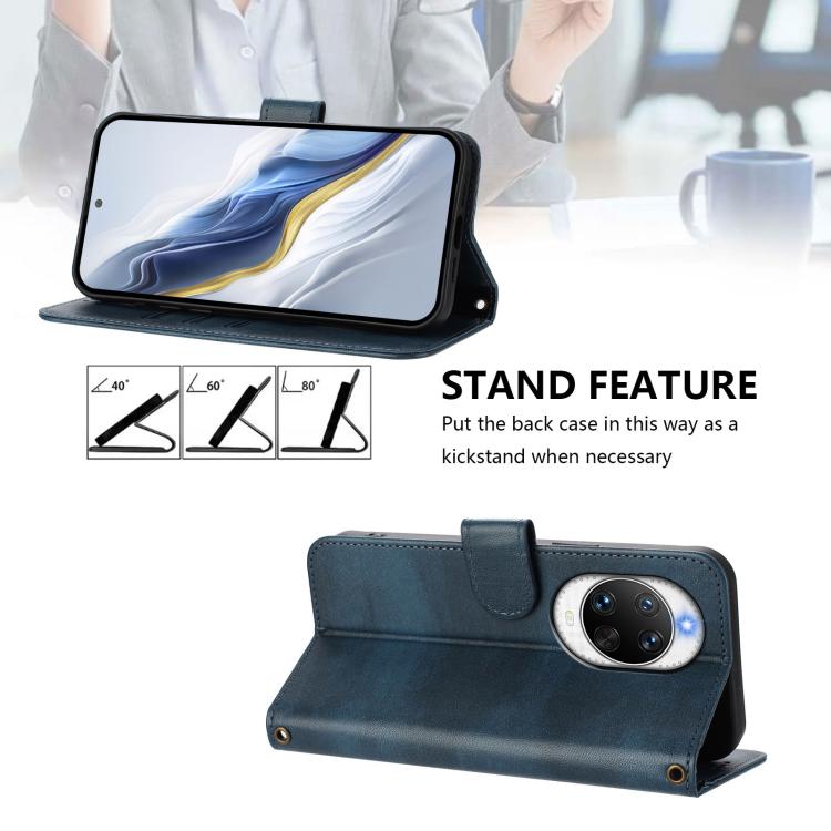 Funda de cuero retro con hebilla para Huawei Nova 14 Ultra (azul oscuro)