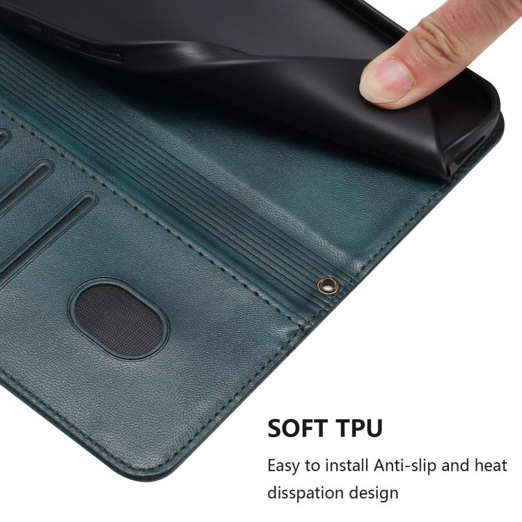 Funda de cuero retro con hebilla y empalme de líneas para Huawei Nova 14 (verde oscuro)