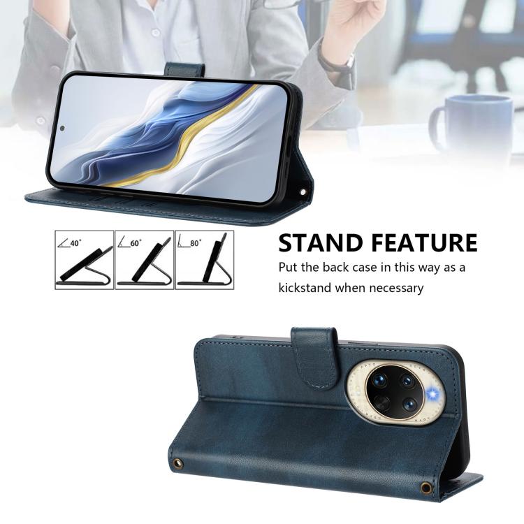 Funda de cuero retro con hebilla para Huawei Nova 14 (azul oscuro)