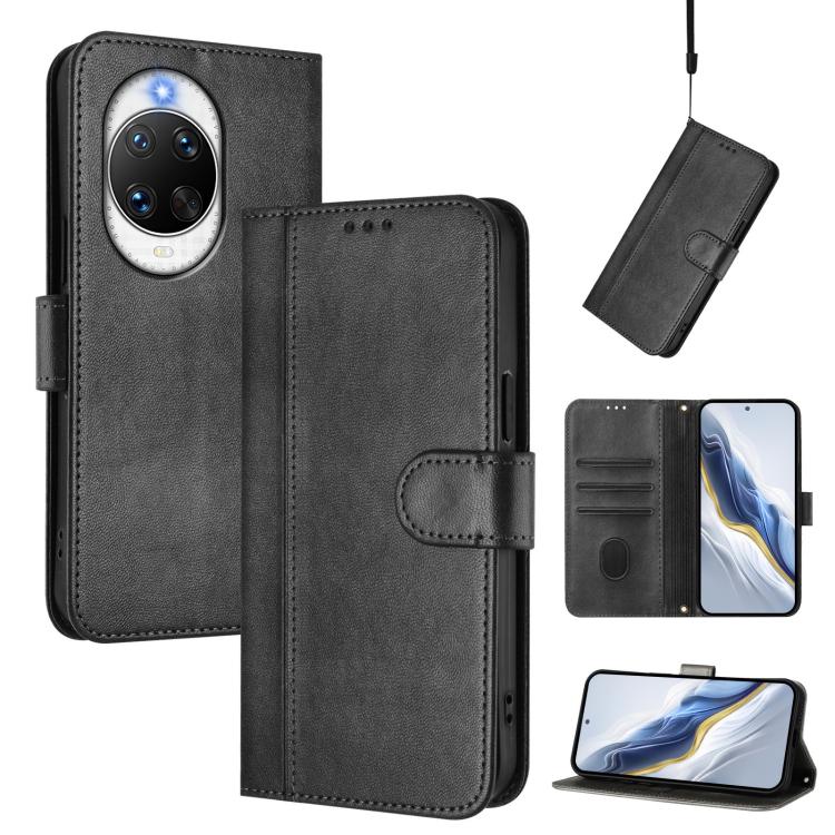 Funda de cuero retro con hebilla para Huawei Nova 14 Pro (negra)