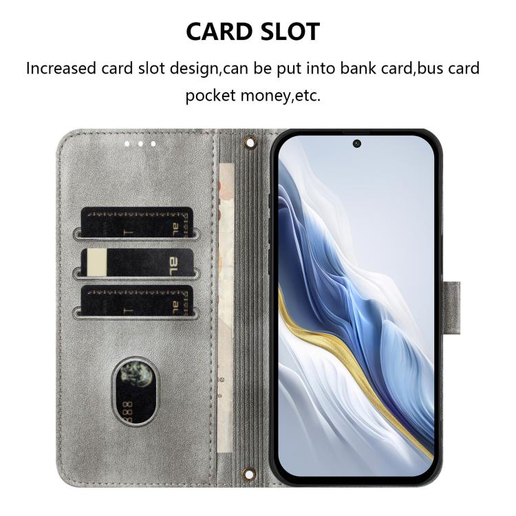Funda de cuero retro con hebilla para Huawei Nova 14 Pro (gris)