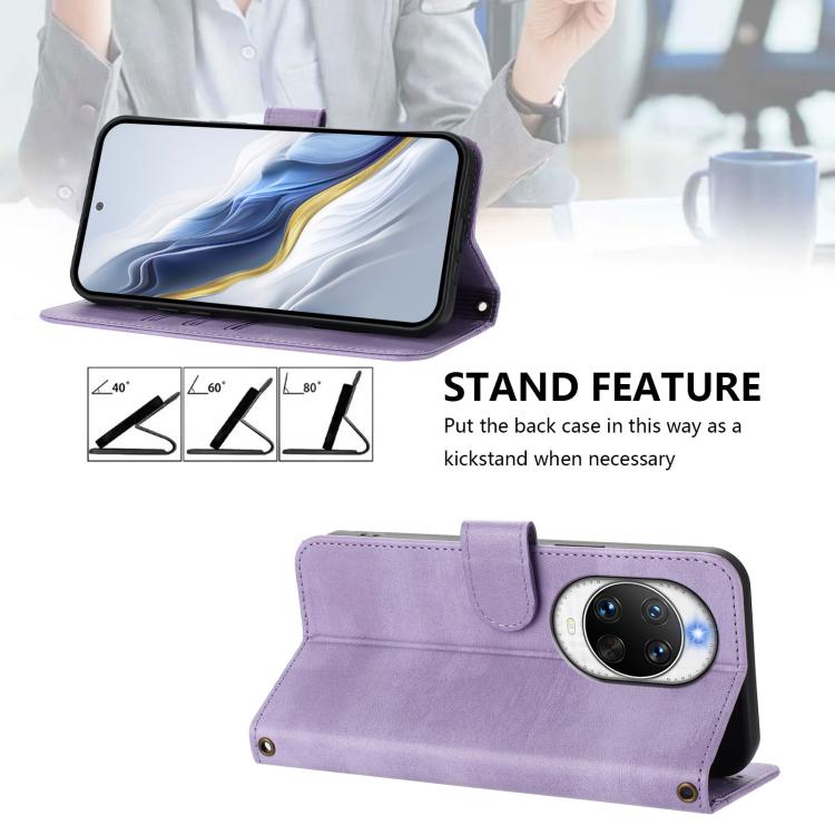 Funda de cuero retro con hebilla para Huawei Nova 14 Pro (morada)