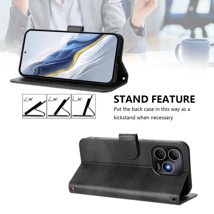 Funda de cuero retro con hebilla y diseño de los años 80 para Huawei Enjoy (negra)