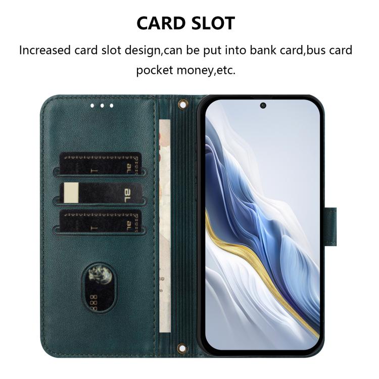 Funda de cuero retro con hebilla y diseño de los años 80 para Huawei Enjoy (verde oscuro)