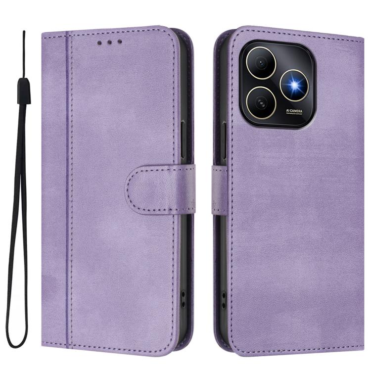 Funda de cuero retro con hebilla y diseño de los años 80 para Huawei Enjoy (morado)