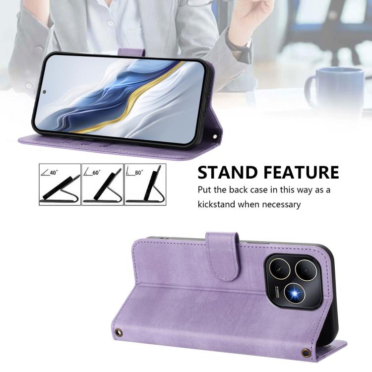 Funda de cuero retro con hebilla y diseño de los años 80 para Huawei Enjoy (morado)