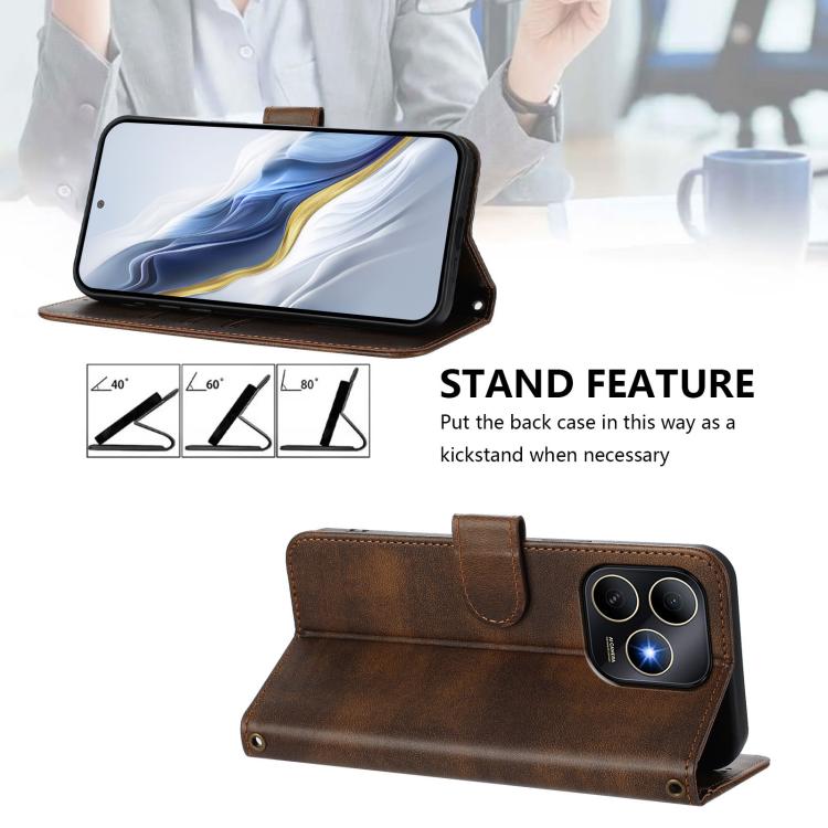 Funda de cuero retro con hebilla y diseño de los años 80 para Huawei Enjoy (marrón)