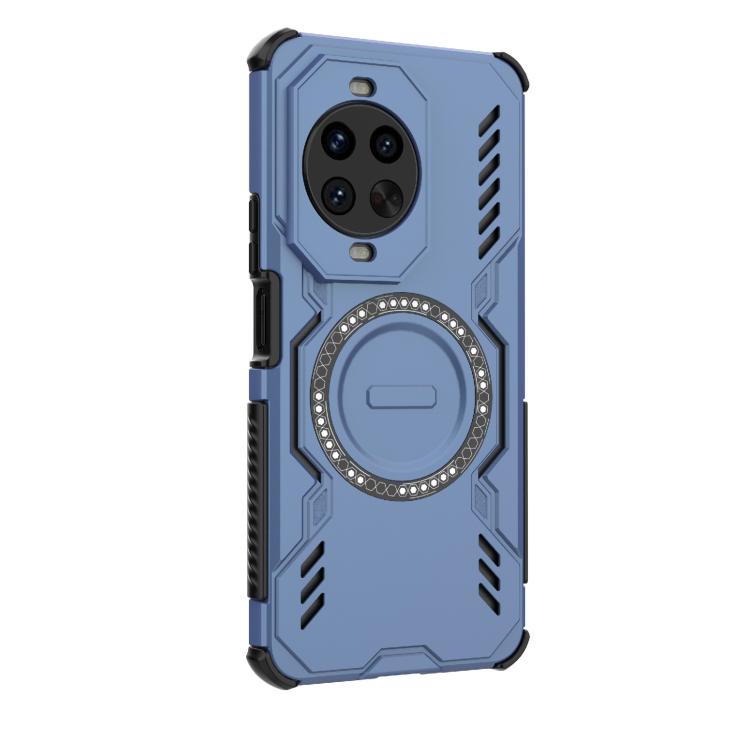 Funda a prueba de golpes con anillo magnético MagSafe y mariposa para Huawei nova 14 Pro 5G (azul)