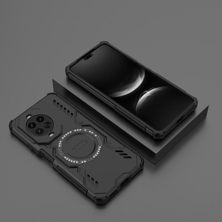 Funda a prueba de golpes con anillo magnético MagSafe y mariposa para Huawei nova 14 Pro 5G (negra)