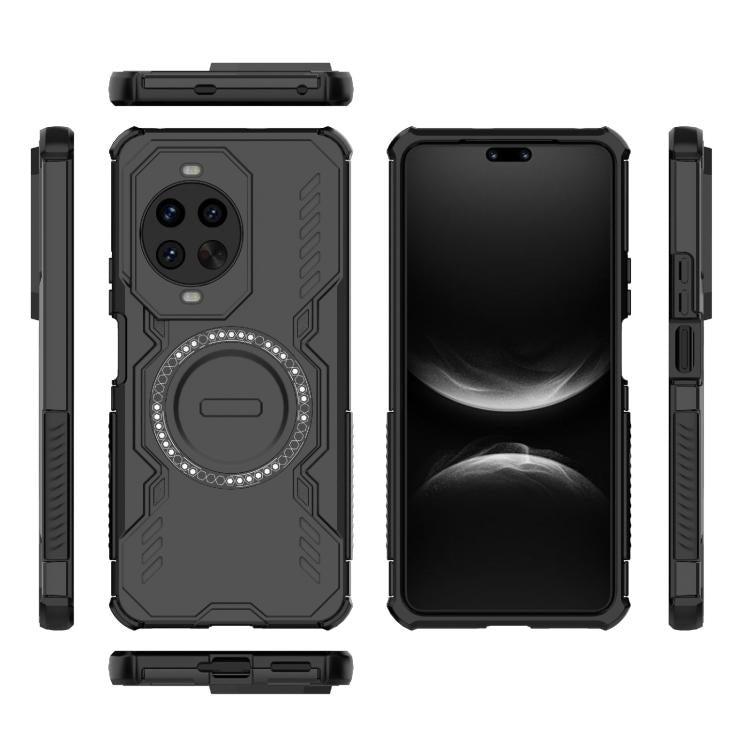 Funda a prueba de golpes con anillo magnético MagSafe y mariposa para Huawei nova 14 Pro 5G (negra)