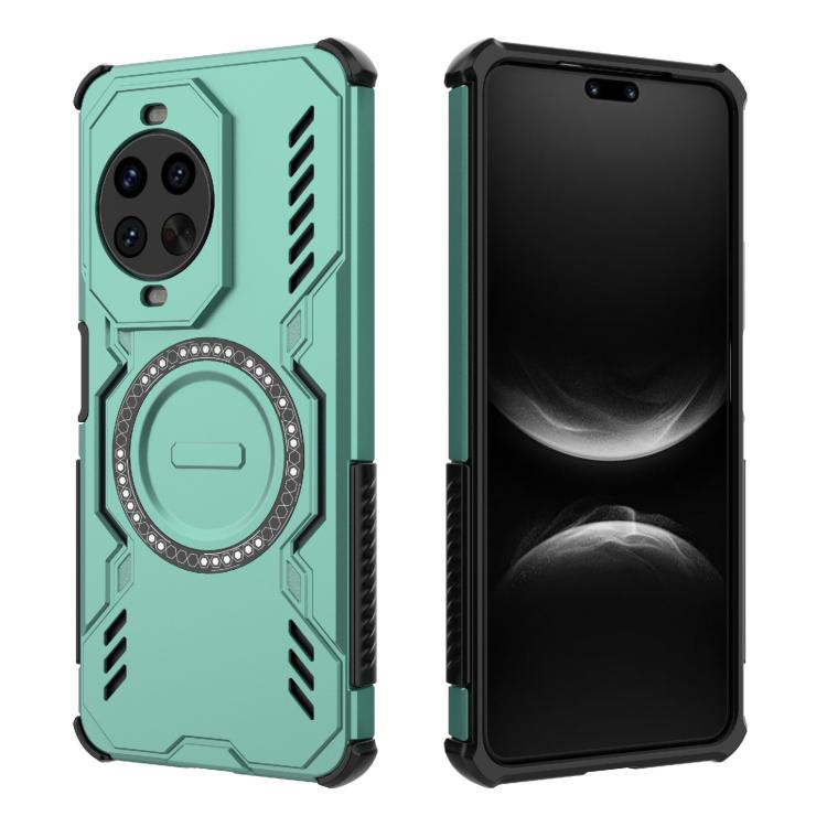 Funda a prueba de golpes con anillo magnético MagSafe y mariposa para Huawei nova 14 Pro 5G (verde claro)