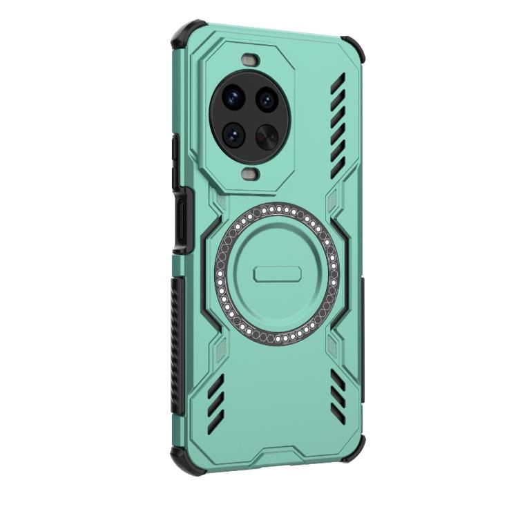 Funda a prueba de golpes con anillo magnético MagSafe y mariposa para Huawei nova 14 Pro 5G (verde claro)