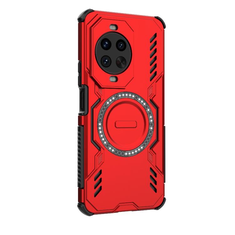 Funda a prueba de golpes con anillo magnético MagSafe y mariposa para Huawei nova 14 Pro 5G (roja)