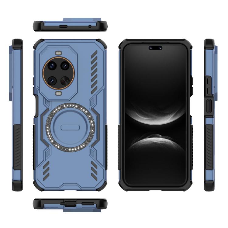 Funda a prueba de golpes con anillo magnético MagSafe y mariposa para Huawei nova 14 Ultra 5G (azul)