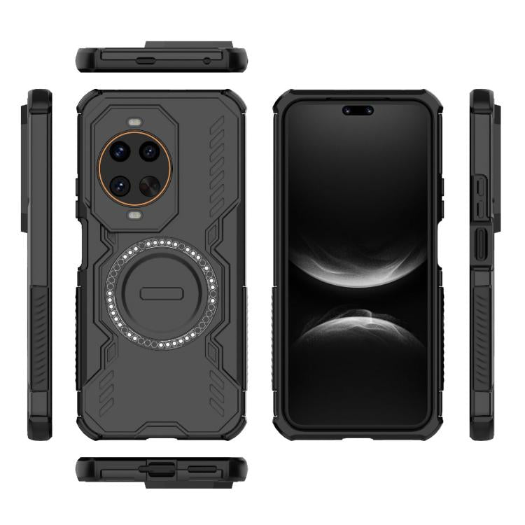 Funda a prueba de golpes con anillo magnético MagSafe y mariposa para Huawei nova 14 Ultra 5G (negra)